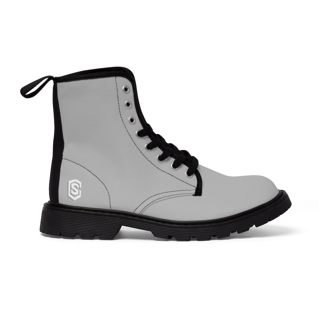 Grey Men's Canvas Boots White Logo