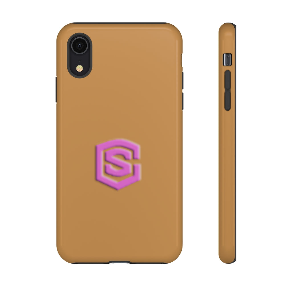 Brown Tough Cases Pink Logo