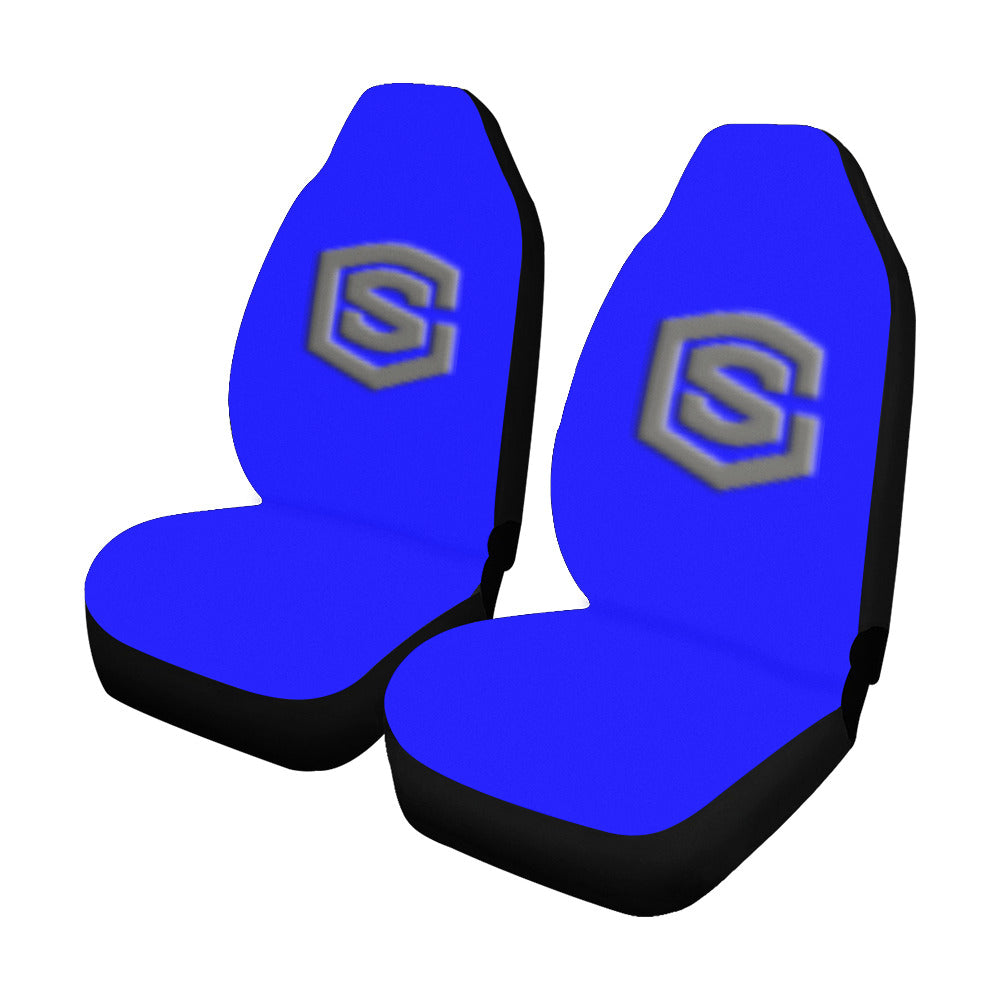 Blue Car Seat Covers Grey Logo Car Seat Covers (Set of 2)