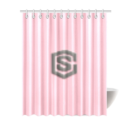 Pink Shower Curtain 69"x84" with Gray Logo Shower Curtain 69"x84"