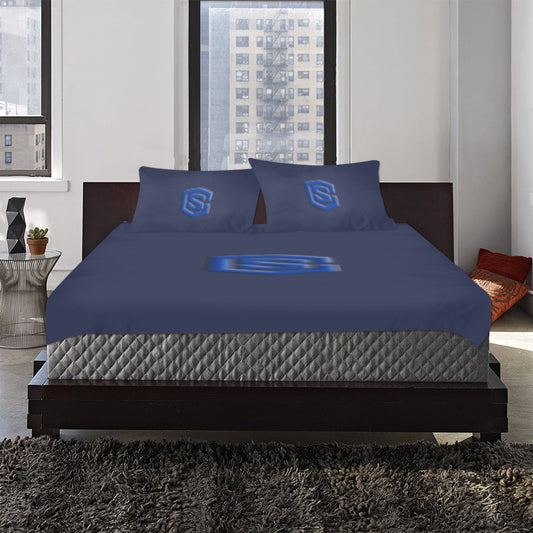 Blue Duvet Cover Blue Logo 3-Piece Bedding Set (1 Duvet Cover 86"x70"; 2 Pillowcases 20"x30")(One Side)