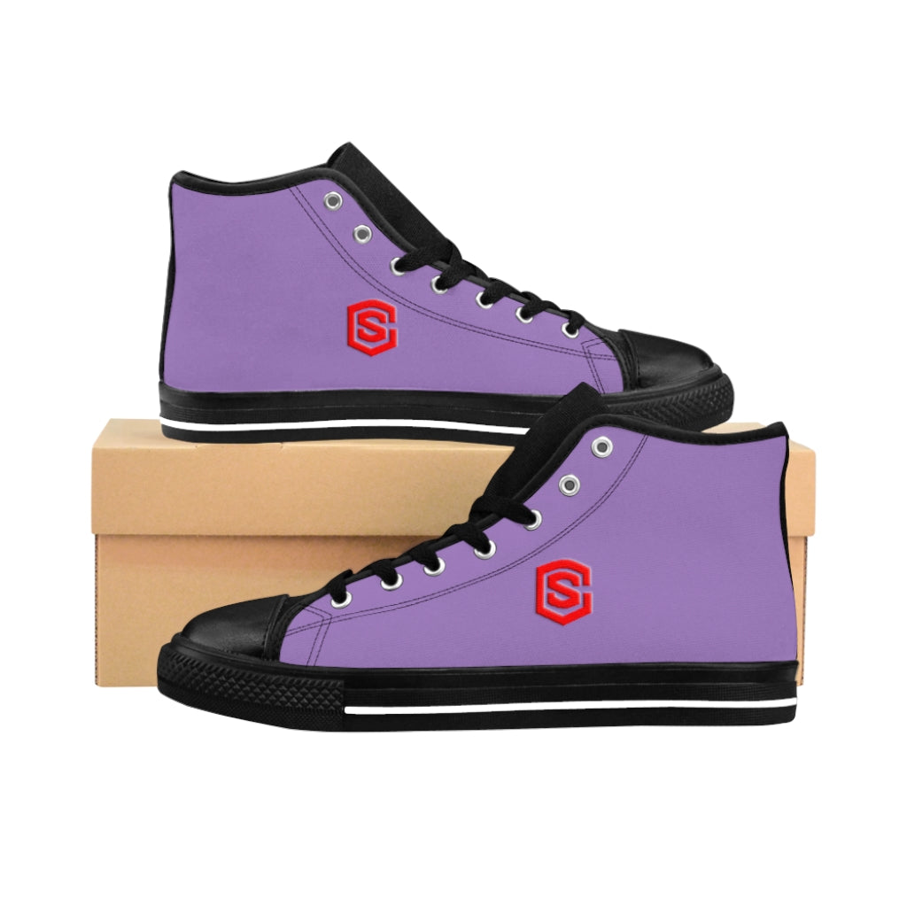 violet Men's High-top Sneakers - red logo