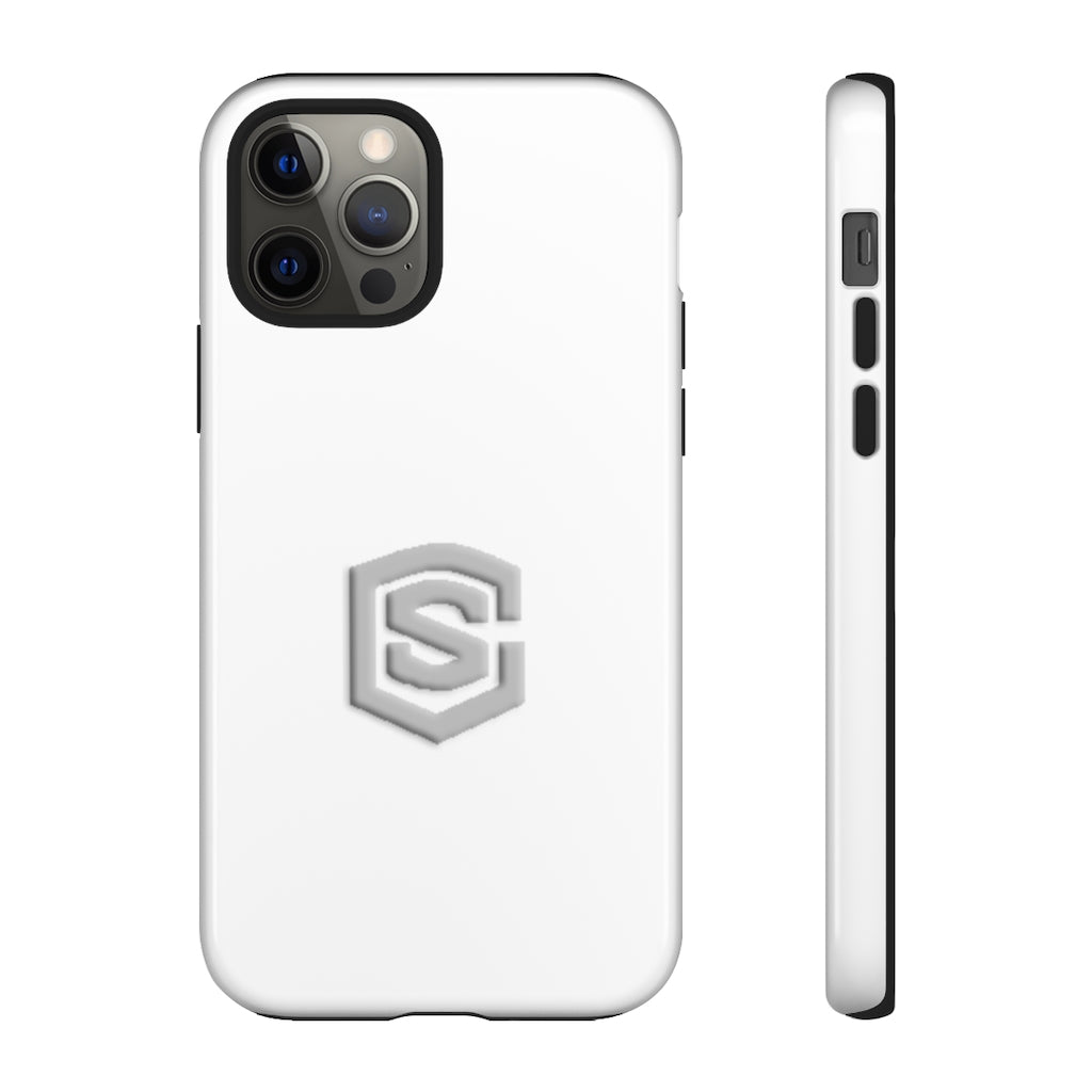 White Tough Cases Silver Logo