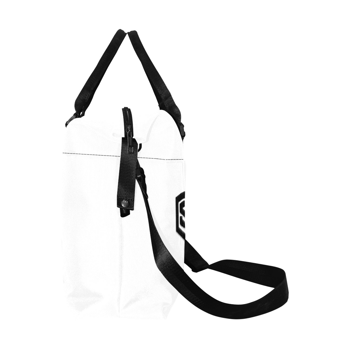 White Large Capacity Duffle Bag With Black Logo Large Capacity Duffle Bag(Model1715)