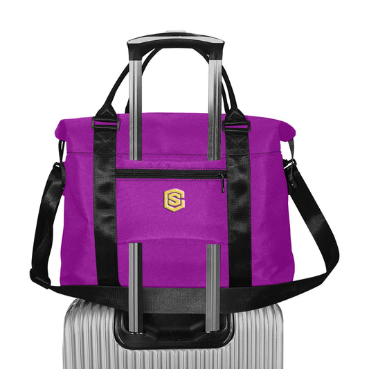 Purple Large Capacity Duffle Bag With Gold Logo Large Capacity Duffle Bag(Model1715)