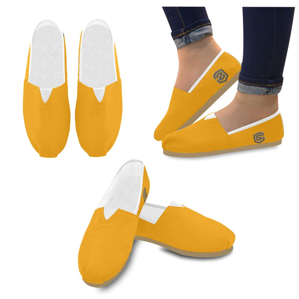 ORANGE casual shoes for women WITH GRAY LOGO Casual Canvas Women's Shoes (Model 004) (Designs are mirrored)