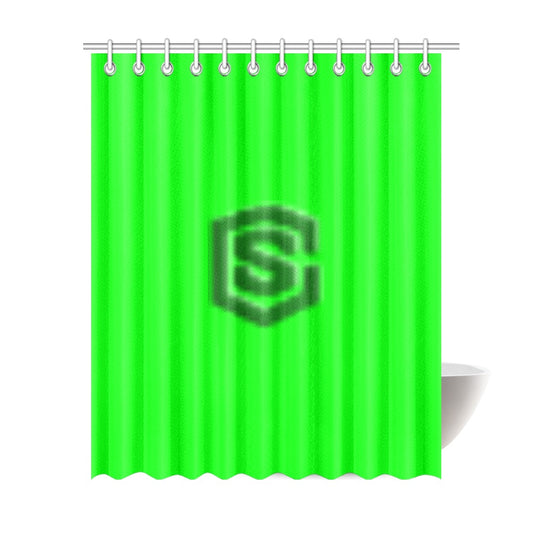 Green Shower Curtain 69"x84" with Green Logo Shower Curtain 69"x84"