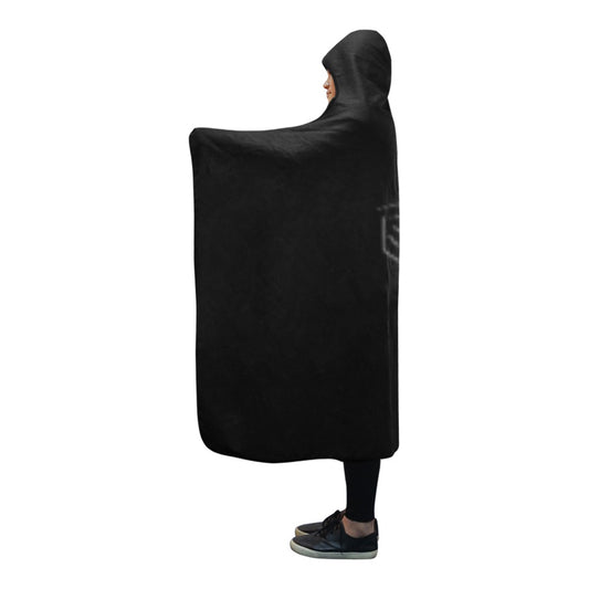 BLACK  Hooded Blanket WHITH BLACK LOGO Hooded Blanket 80"x56"