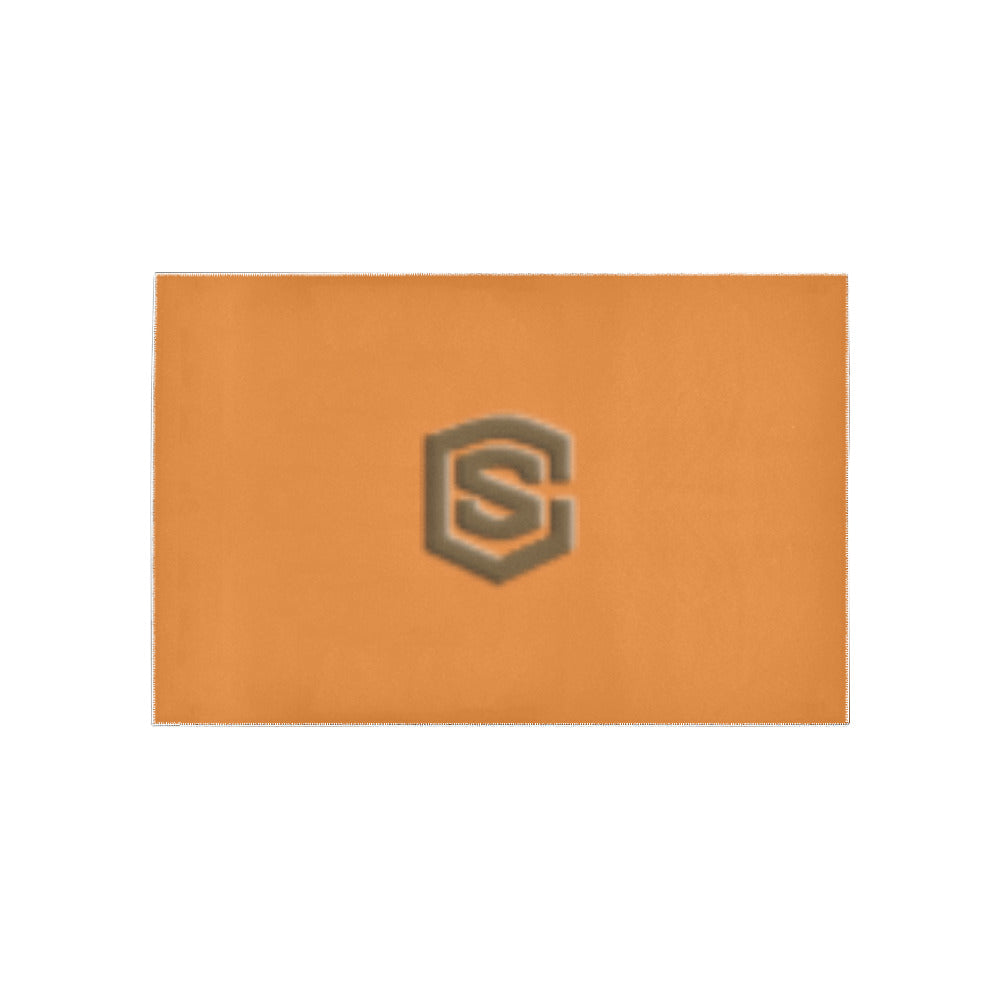 Orange Area Rug Brown Logo Area Rug 5' x 3.2'