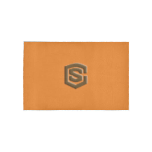 Orange Area Rug Brown Logo Area Rug 5' x 3.2'