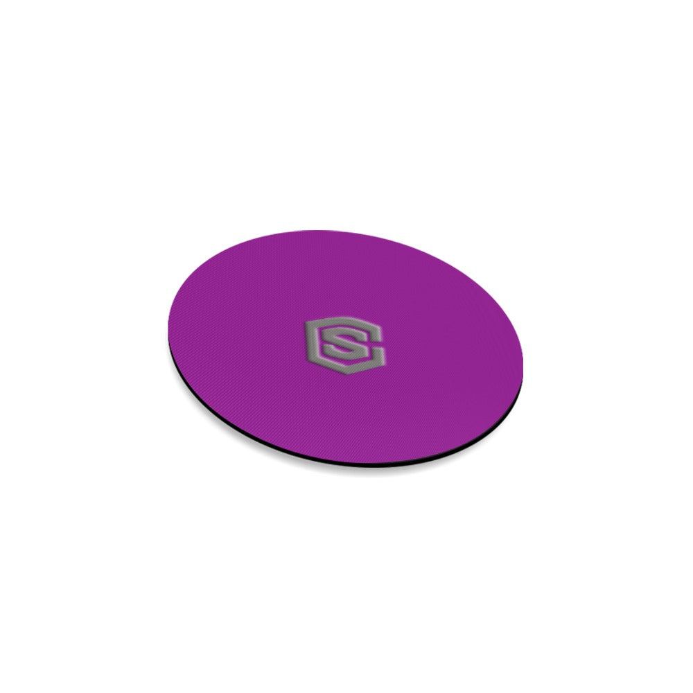 Purple Round Coaster with Gray Logo Round Coaster