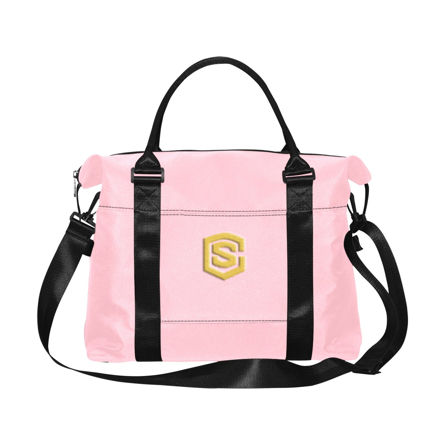 Pink Large Capacity Duffle Bag With Gold Logo Large Capacity Duffle Bag(Model1715)