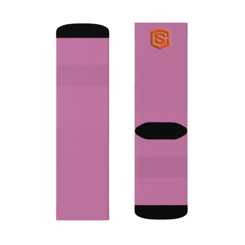Pink Sublimation Socks Orange Logo