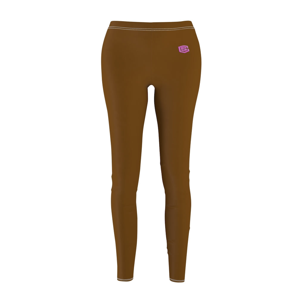 Brown Women's Cut & Sew Casual Leggings Pink logo