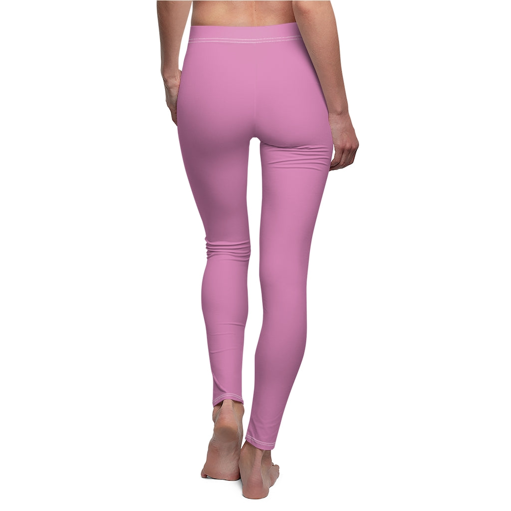Pink Women's Cut & Sew Casual Leggings White logo