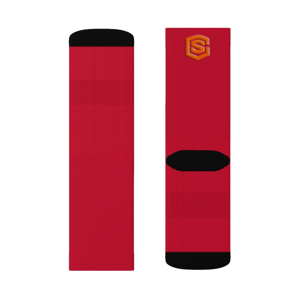 Red Sublimation Socks Orange Logo
