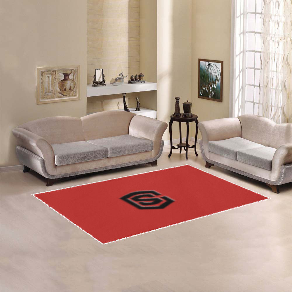 Red Area Rug Black Logo Area Rug 5' x 3.2'