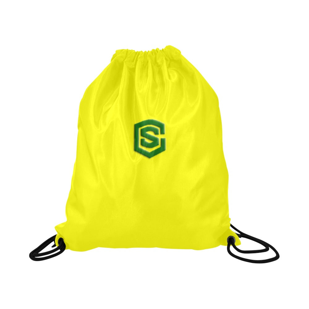Yellow Drawstring Bags Large With Green Logo Drawstring Bags (Model 1604) (Large)