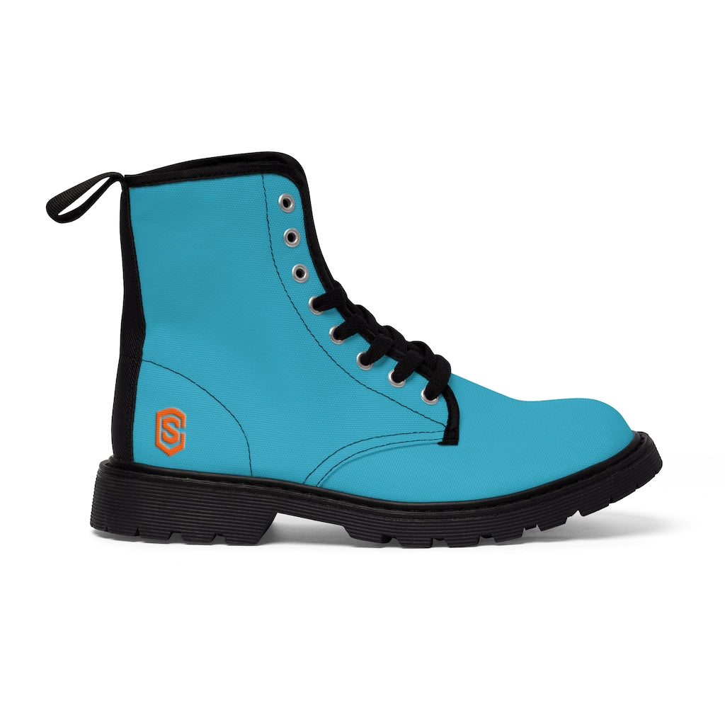 Blue Men's Canvas Boots Orange Logo