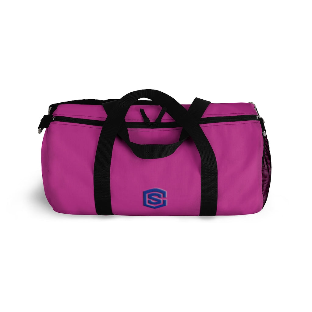 Pink Duffel Bag Blue Logo