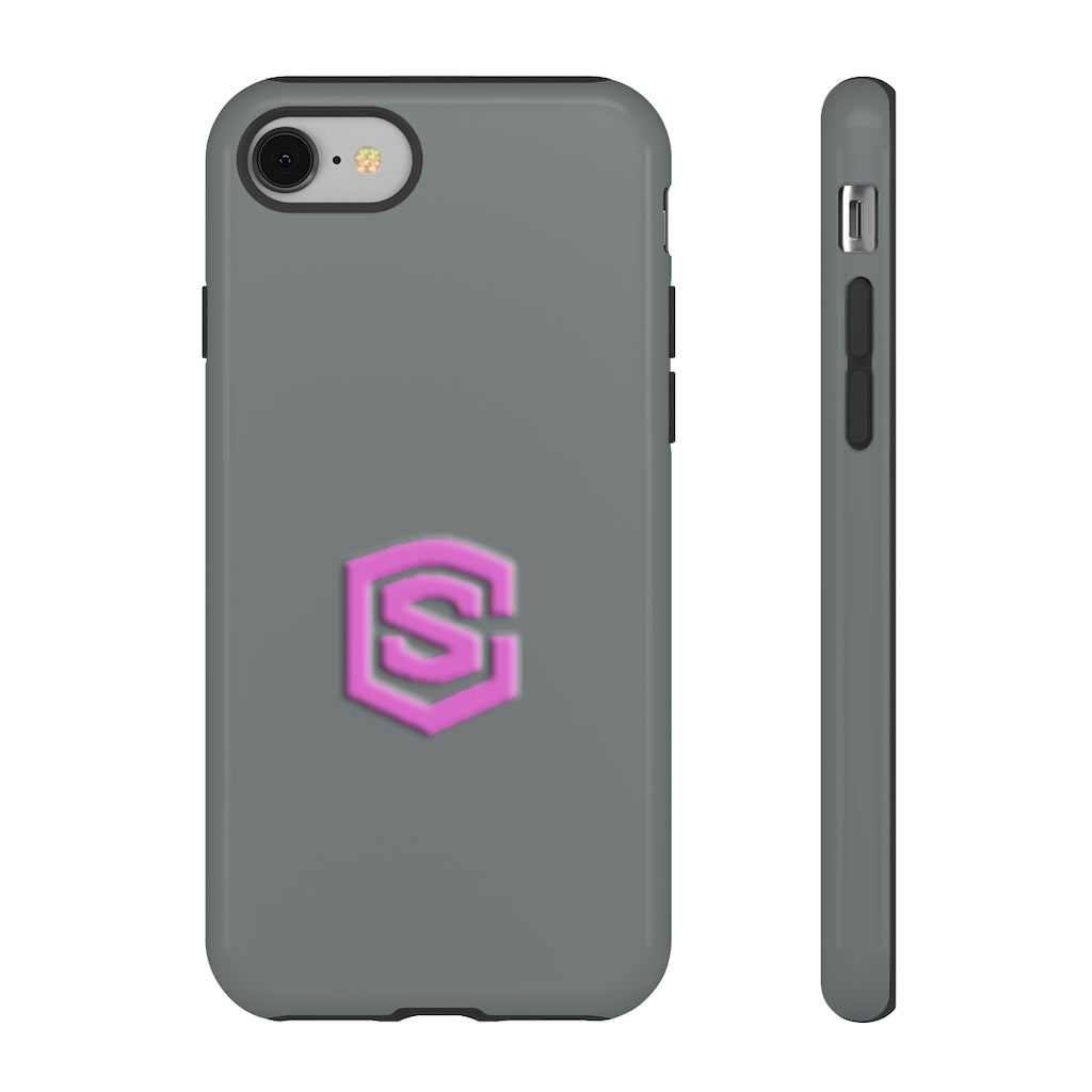 Grey Tough Cases Pink Logo