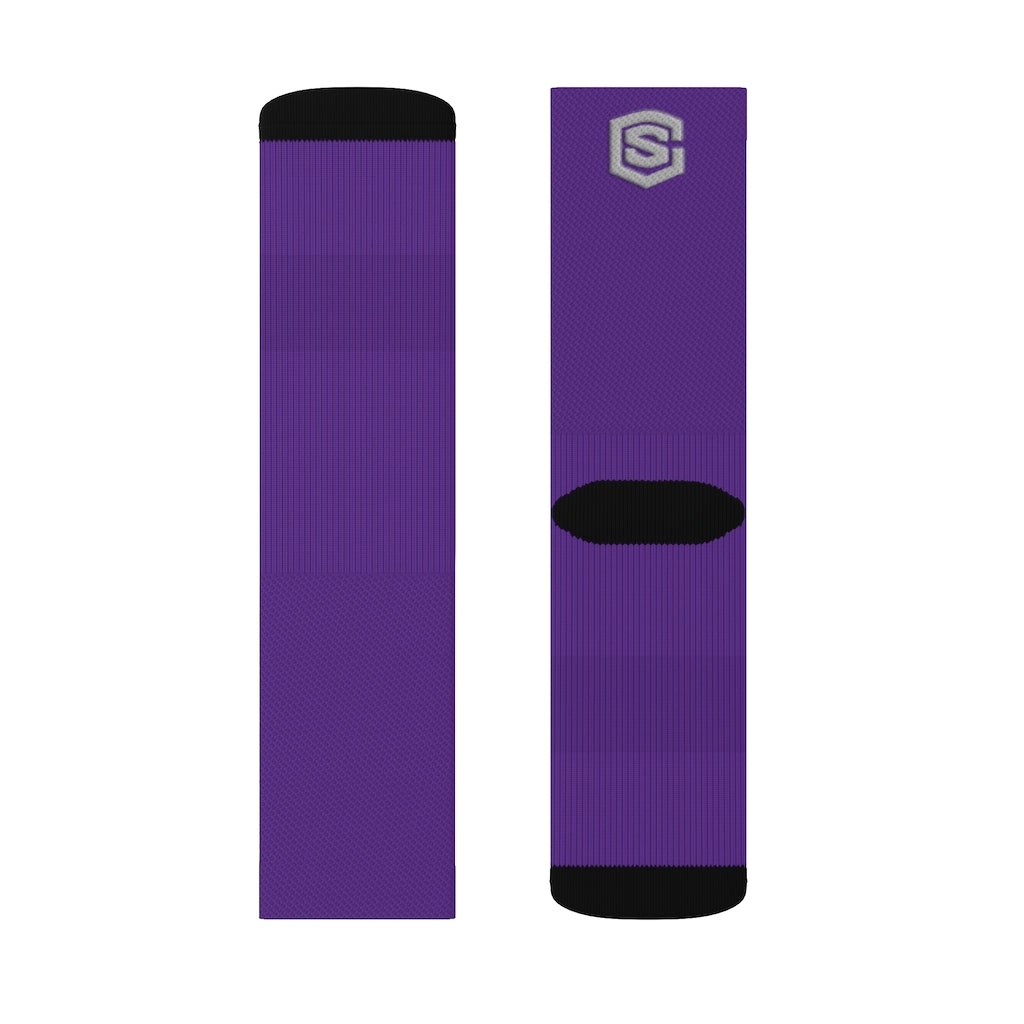 Purple Sublimation Socks Silver Logo