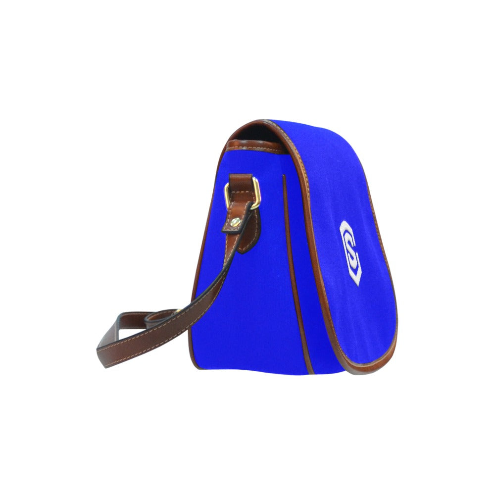 BLUE Saddle Bag WITH WHITE LOGO Saddle Bag (Model 1649) (Small)