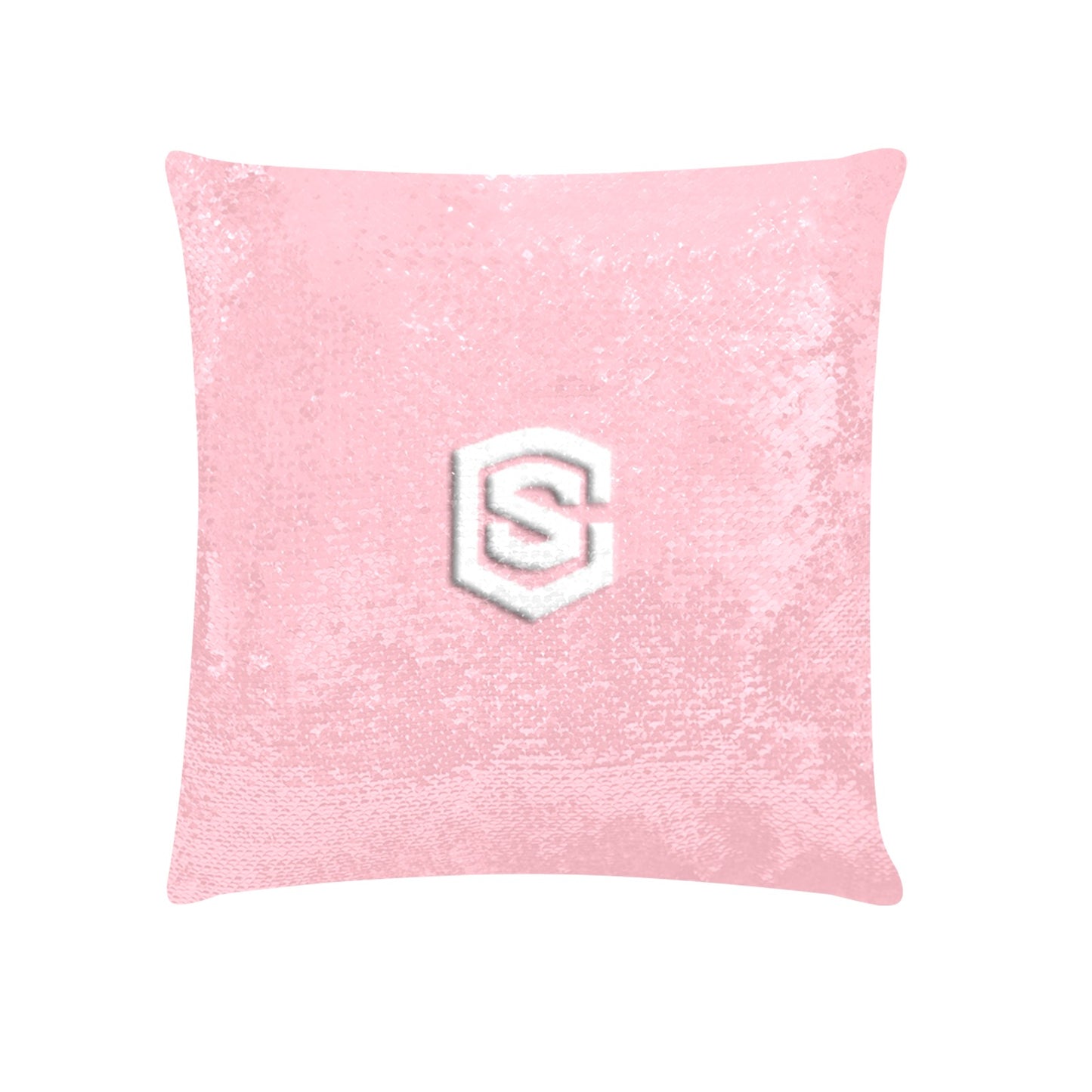 Pink Custom Sequin Pillow with White Logo Custom Sequin Pillow Case 18"x18"