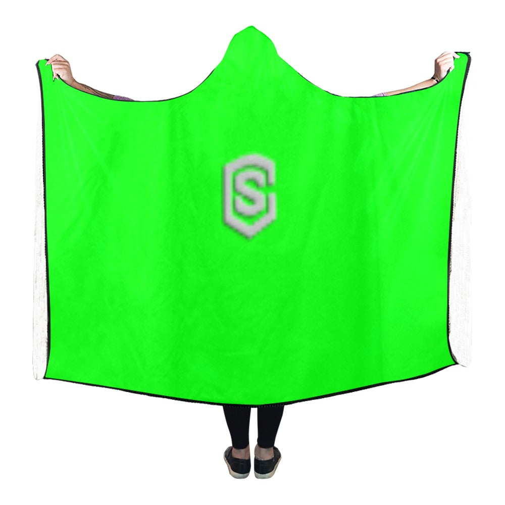Green Hooded Blanket 80"x56" with Silver Logo Hooded Blanket 80"x56"