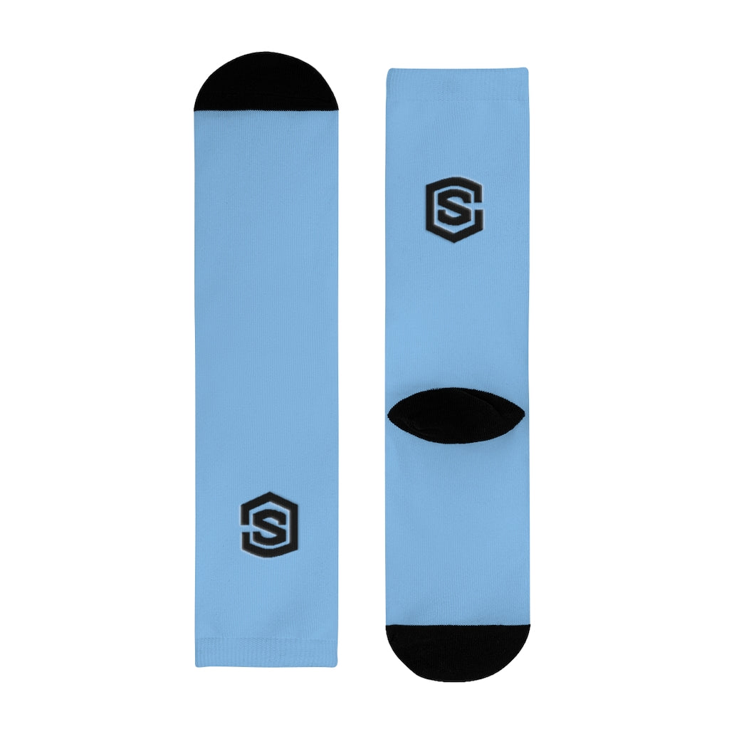Blue Sublimation Crew Socks (EU) Blue Logo