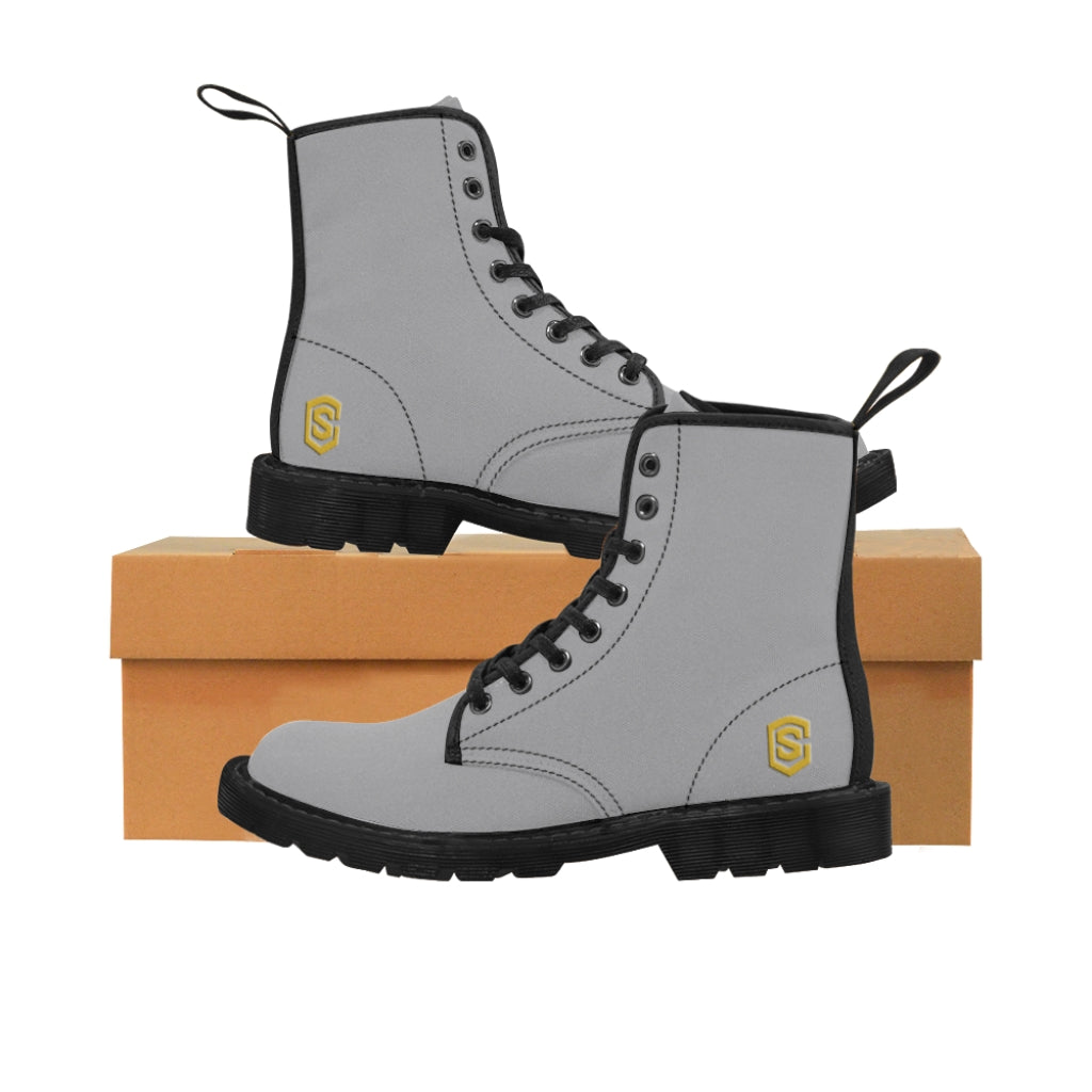 Grey Men's Canvas Boots Gold Logo