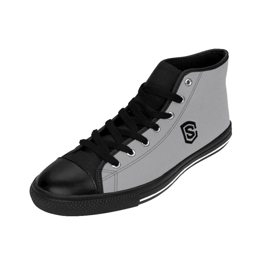 grey Men's High-top Sneakers - black logo