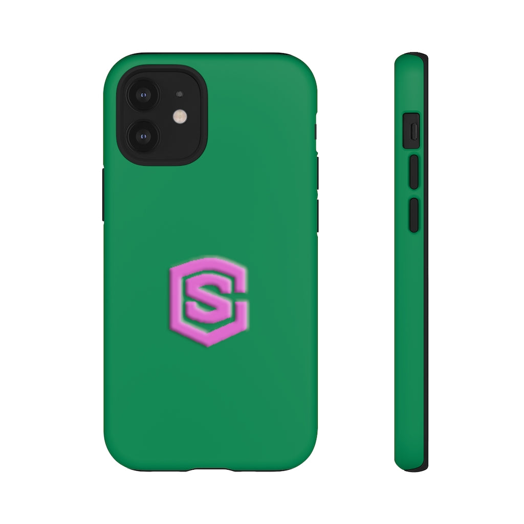 Green Tough Cases Pink Logo