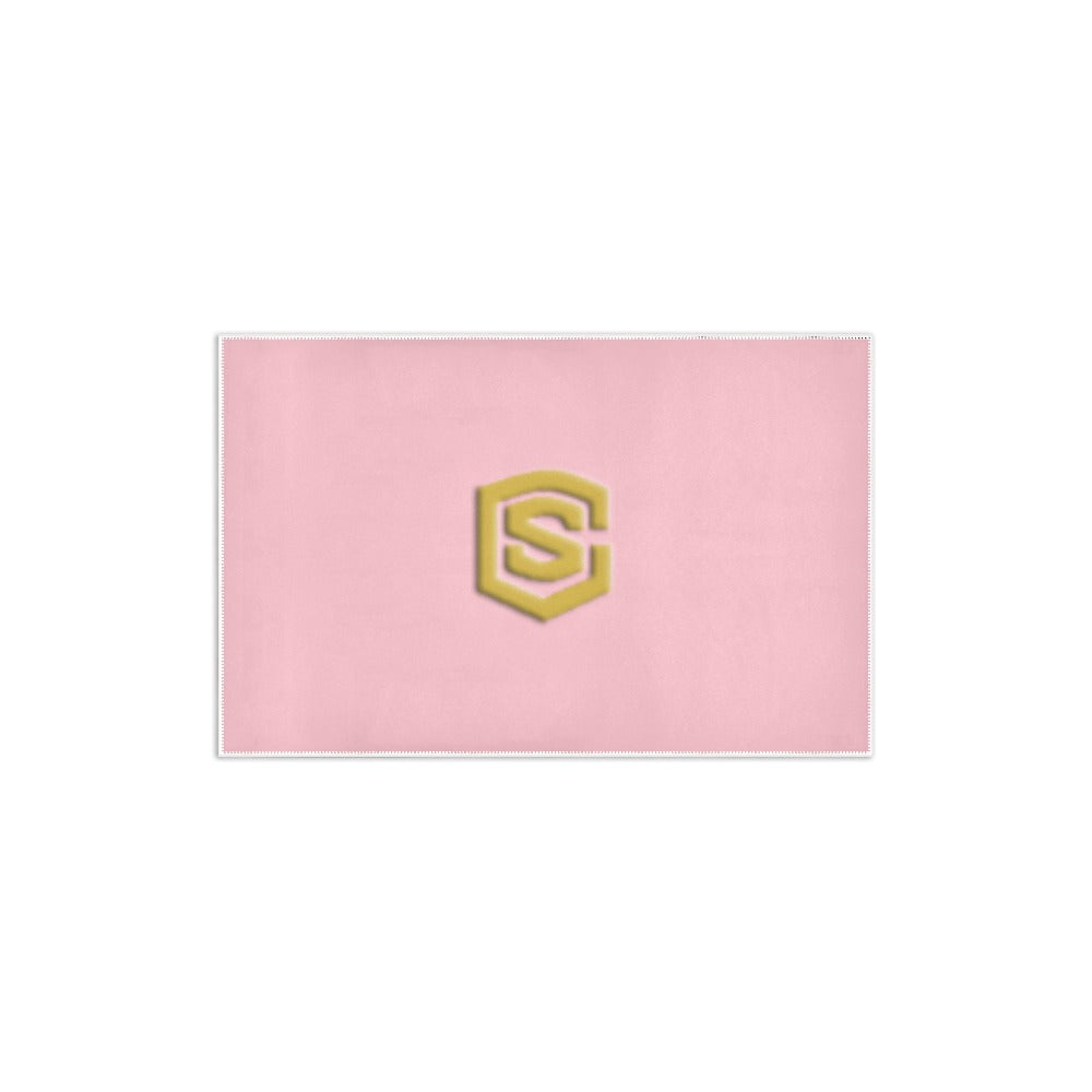 Pink Area Rug 2.6' x 1.7' with Gold Logo Area Rug 2.6' x 1.7'