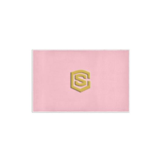 Pink Area Rug 2.6' x 1.7' with Gold Logo Area Rug 2.6' x 1.7'