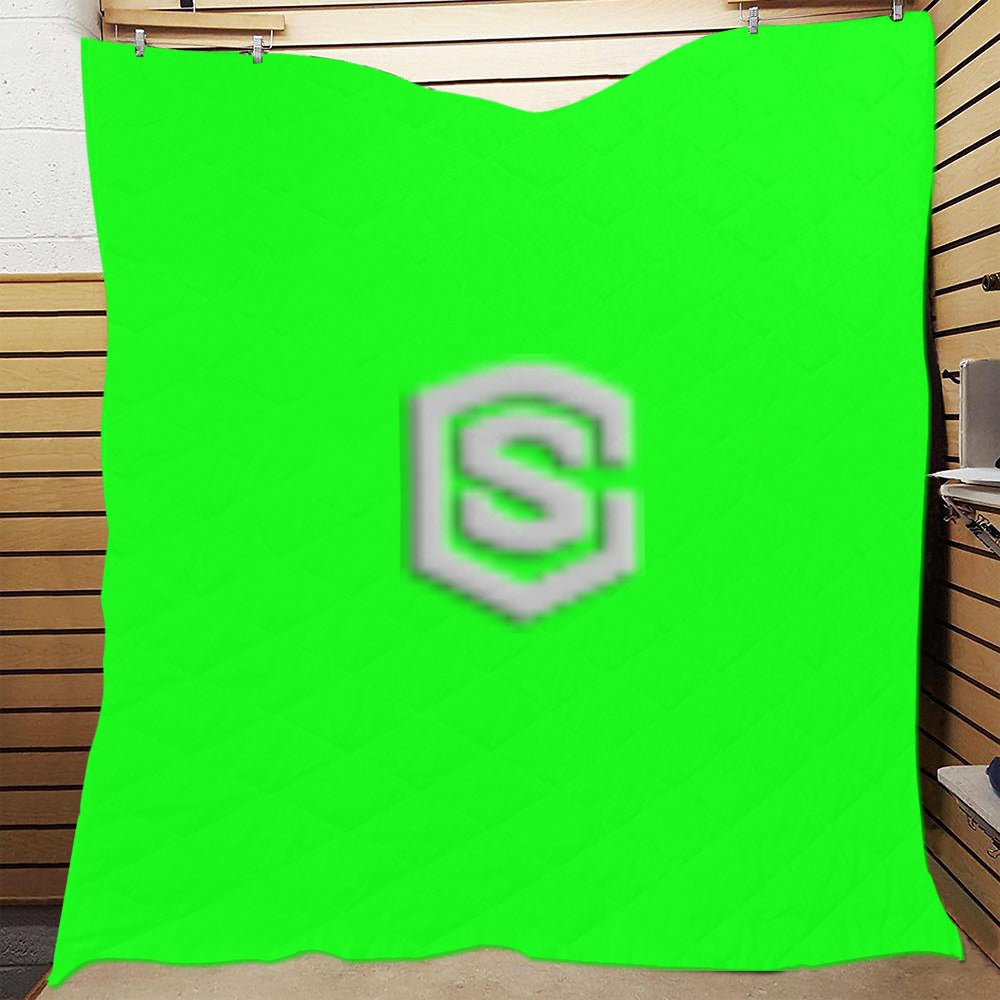 Green Quilt with Silver Logo Custom Quilt  70" x 80"