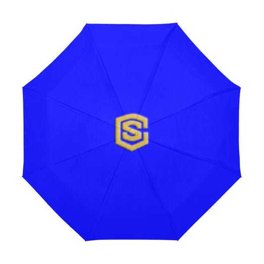 Blue Anti-UV Automatic Umbrella With Gold Logo Anti-UV Automatic Umbrella(Outside Printing)(Model U09)