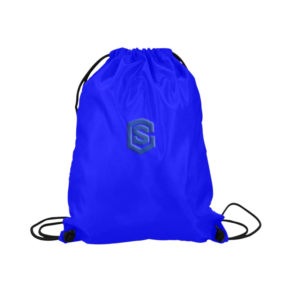 Blue Drawstring Bags Large With Blue Logo Drawstring Bags (Model 1604) (Large)