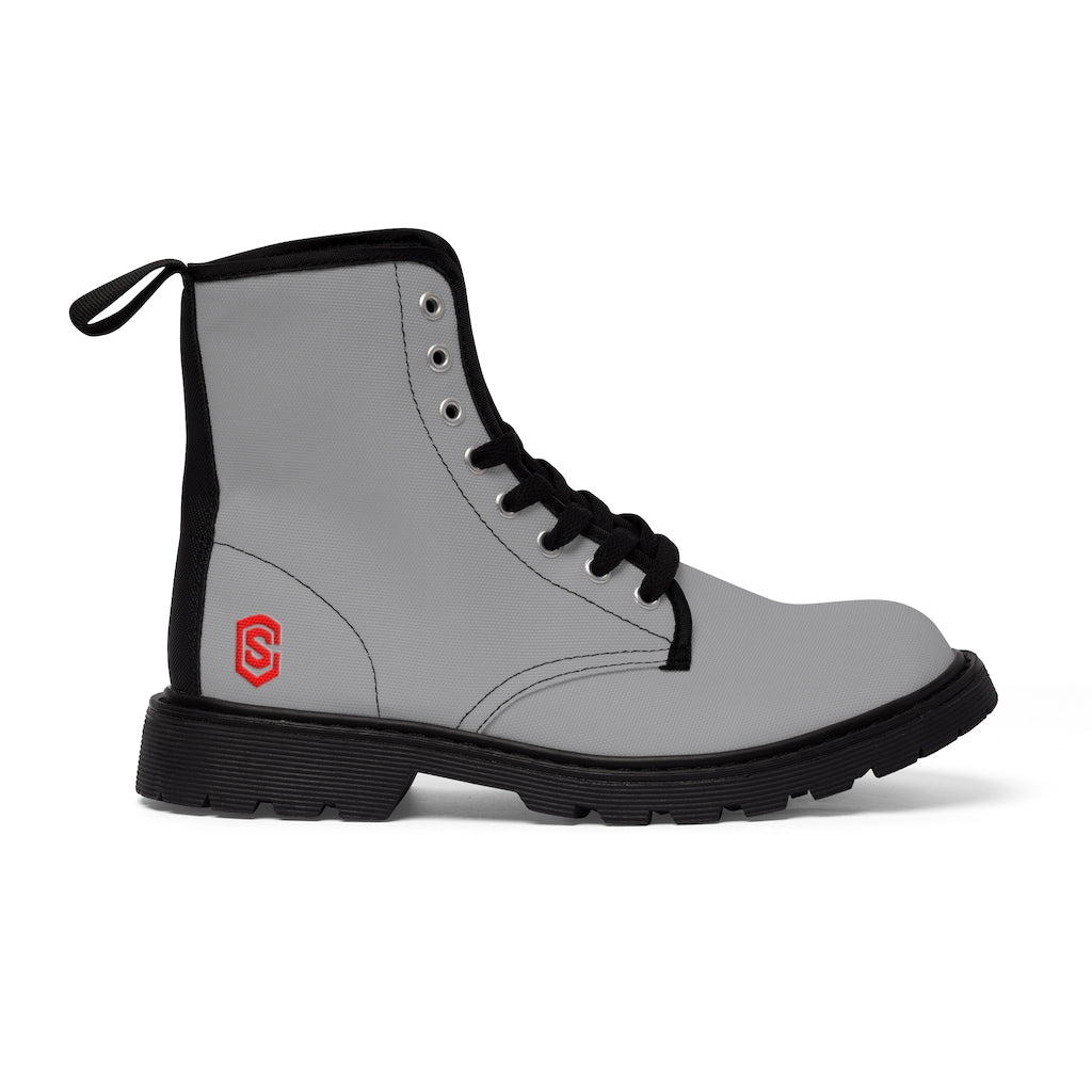 Grey Men's Canvas Boots Red Logo