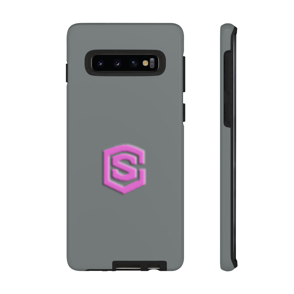 Grey Tough Cases Pink Logo