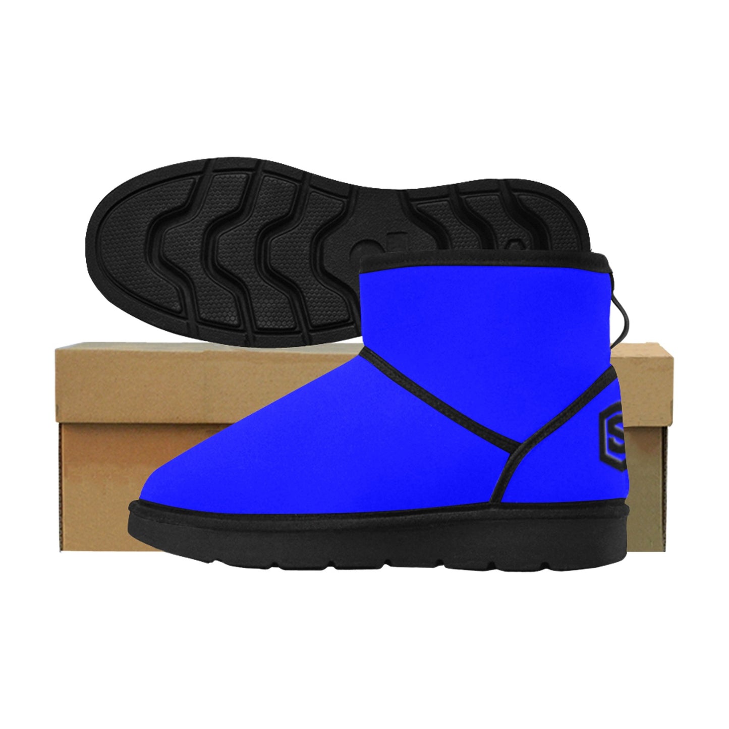 BLUE Low Top Men's Snow Boots WITH BLACK LOGO Low Top Men's Snow Boots (Model 049)