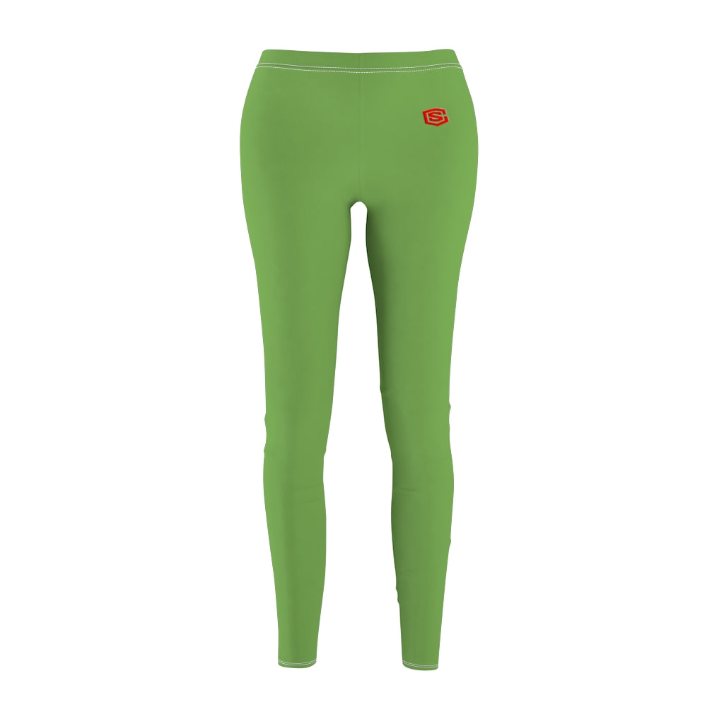 Green Women's Cut & Sew Casual Leggings Red logo