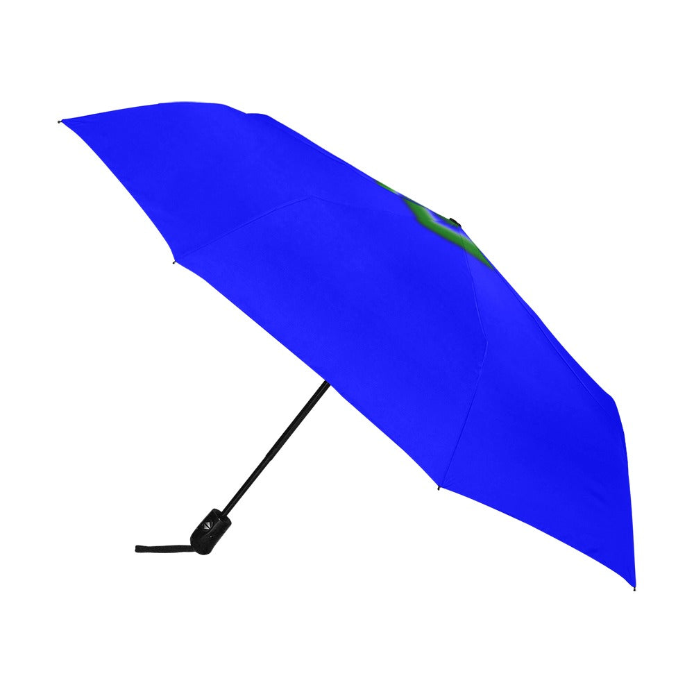 Blue Anti-UV Automatic Umbrella With Green Logo Anti-UV Automatic Umbrella(Outside Printing)(Model U09)
