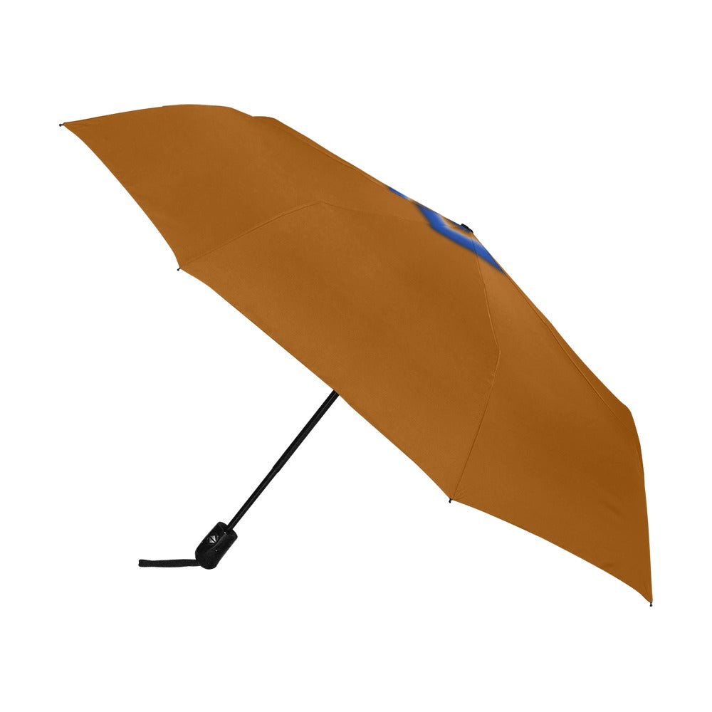 Brown Anti-UV Automatic Umbrella With Blue Logo Anti-UV Automatic Umbrella(Outside Printing)(Model U09)