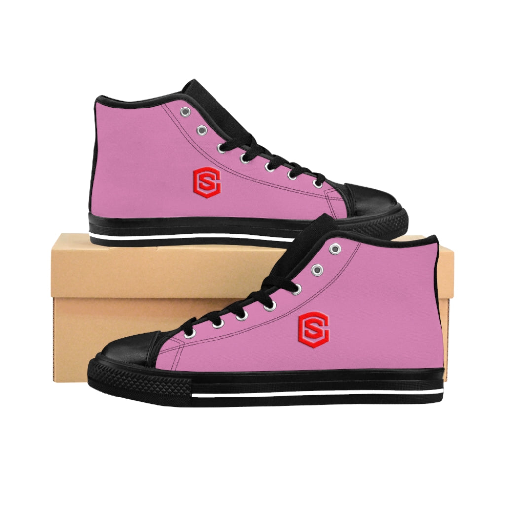 pink Men's High-top Sneakers - red logo