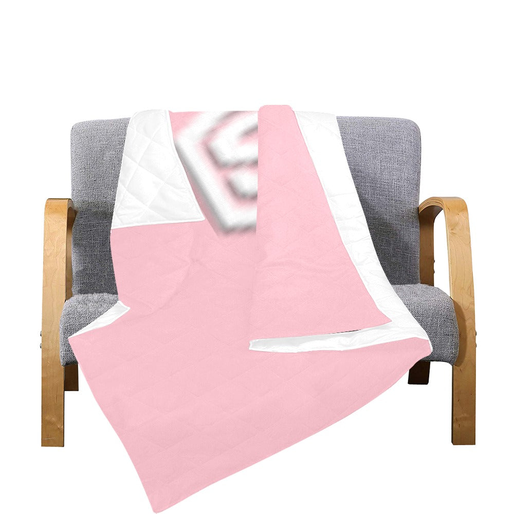 Pink Quilt with White Logo Custom Quilt  70" x 80"