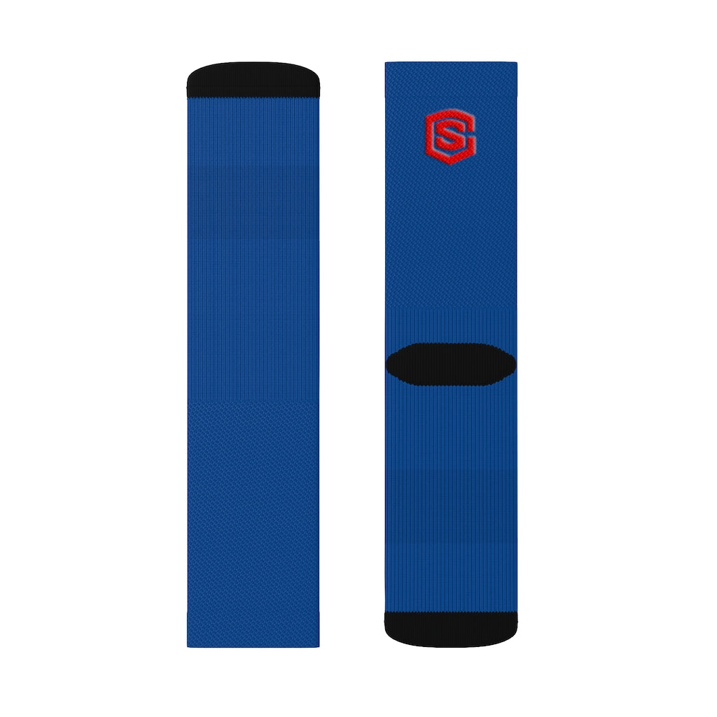 Dark blue Sublimation Socks Red Logo