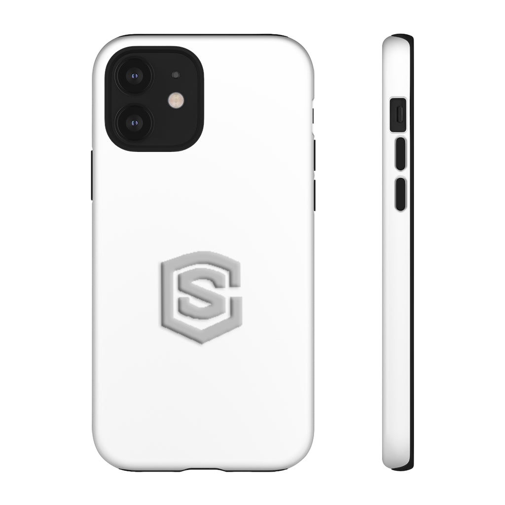 White Tough Cases Silver Logo