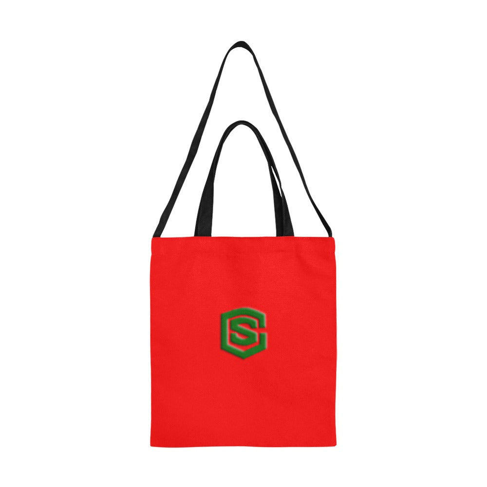 Red All Over Print Canvas Tote Bag With Green Logo All Over Print Canvas Tote Bag(Model1698)(Medium)