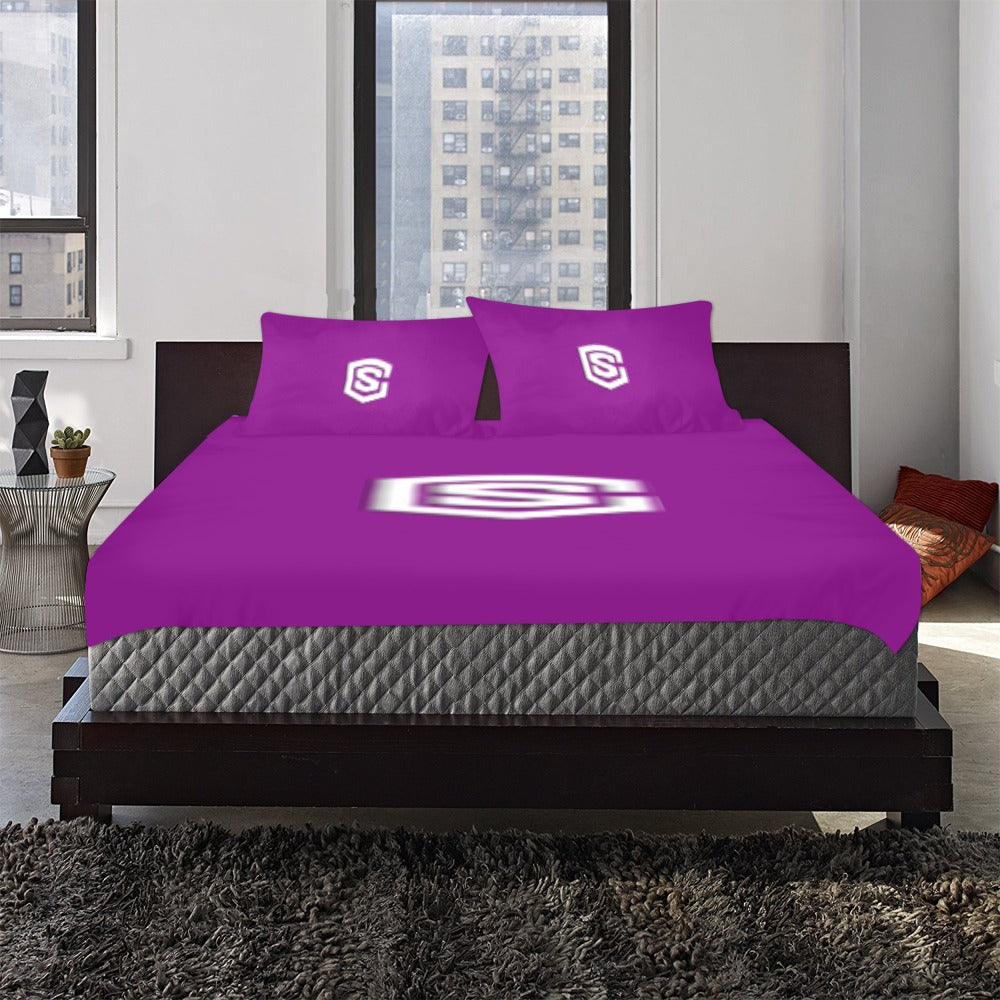 Purple 24 3-Piece Bedding Set (1 Duvet Cover 86"x70"; 2 Pillowcases 20"x30")(One Side)